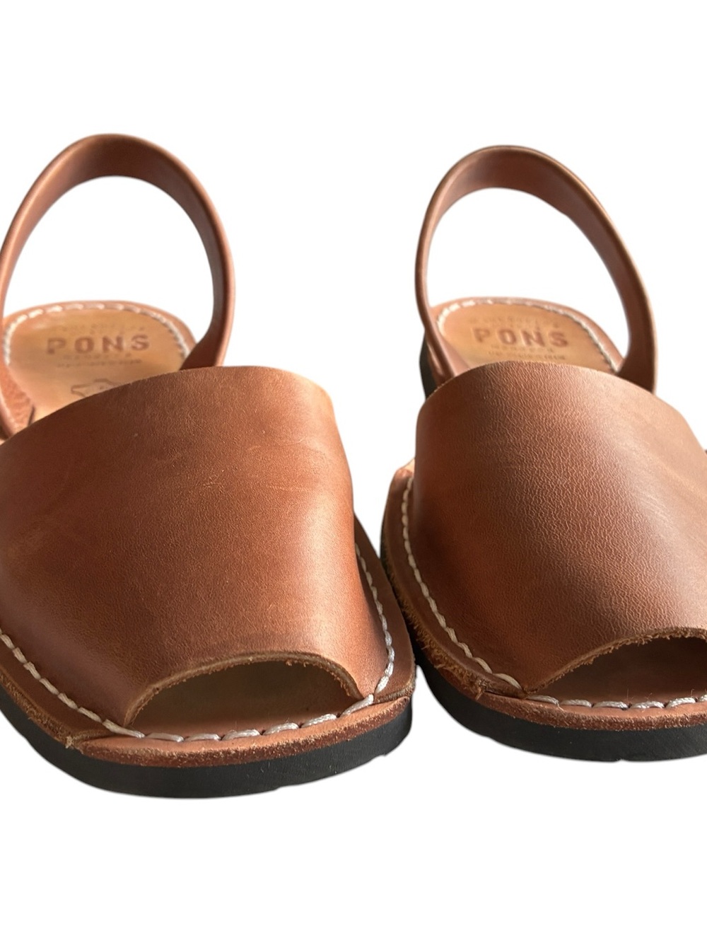 PONS Classic Avarca Menorca Leather Sandals Tan Brown Women’s 7 Spain - Picture 10 of 11